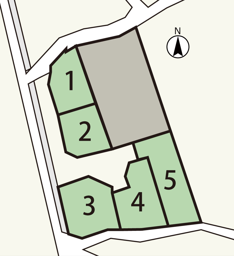 安佐北区可部南1丁目　新築一戸建て(全5棟)の区画図