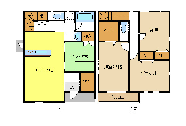サニーサイド上社Ｂの間取り
