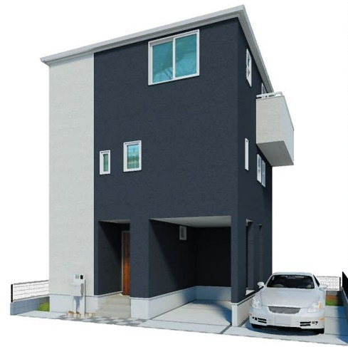 越谷市宮本町4丁目　新築戸建ての外観パース|外観パース