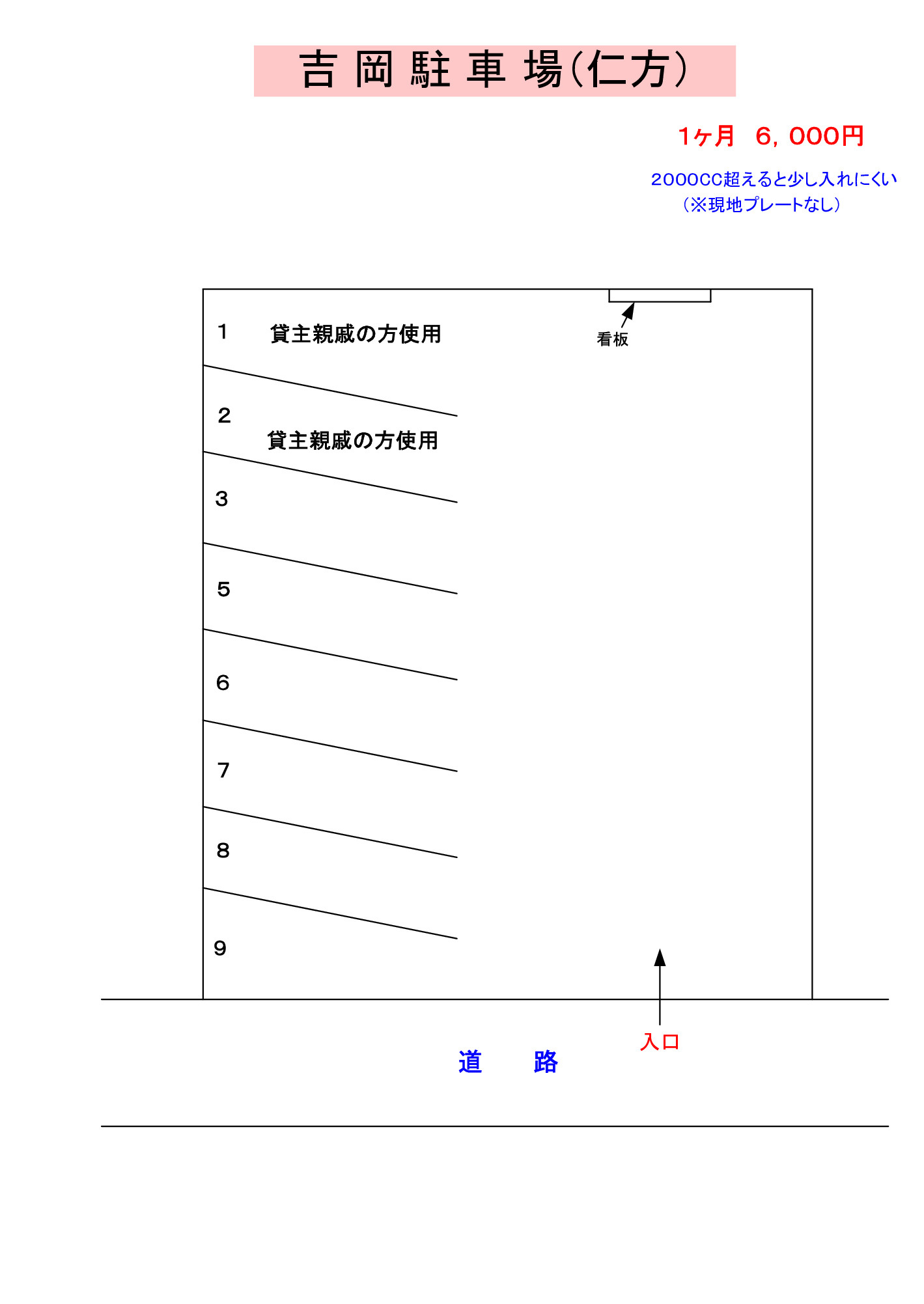 吉岡駐車場（仁方）の区画図