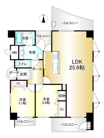 【間取り】 | グローリー香芝Ⅳ番館 | ◆広々リビングやキッチンや洗面台、お風呂など水回りも広くゆったりお家時間を楽しんでいただけます♪　