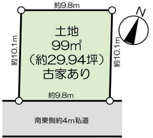 狭山市広瀬3丁目　建築条件なし売地　西武新宿線『狭山市駅』バス7分　【水富小学区】の土地図