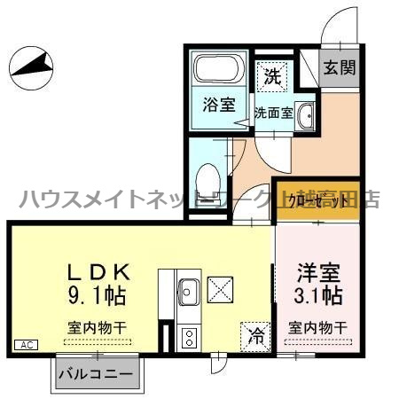アネシス寺町の間取り|間取図（アネシス寺町 D106）1LDK