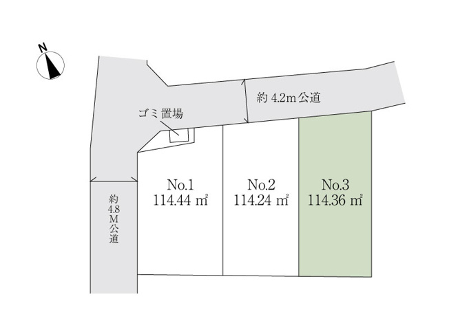 【土地図】 | 新座市畑中3丁目　建築条件無売地　全3区画　(志木本店) | 理想の生活を築く場所。建築条件なしの売地です。自由な発想で理想の暮らしを実現しませんか。