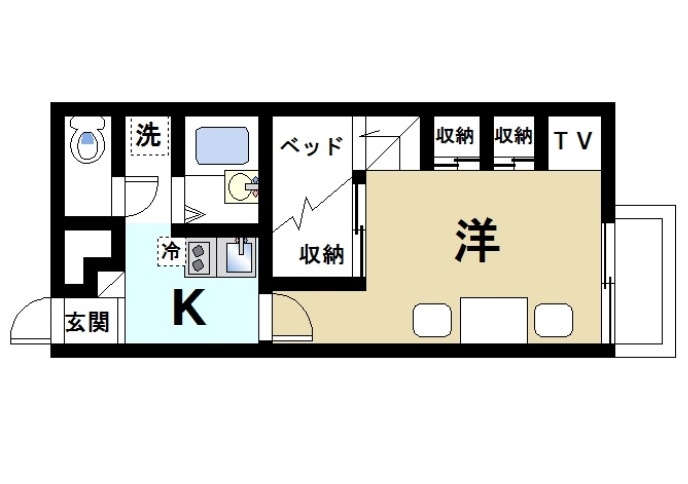 レオパレスＨｉｒｏの間取り|1Kの間取りです。