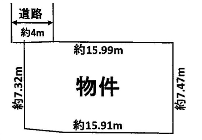 【土地図】 | 土地面積155.22㎡（46.95坪）になります。
