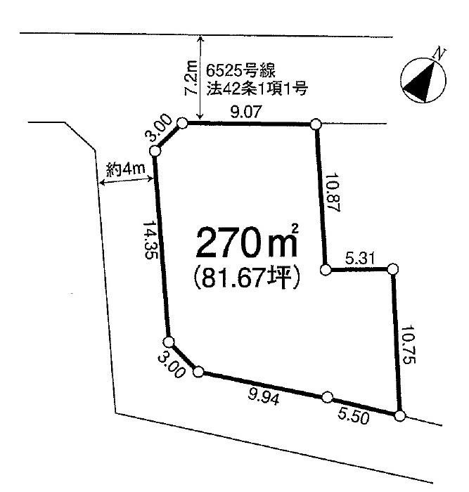 敷地面積８１坪　売地　ふじみ野市亀久保