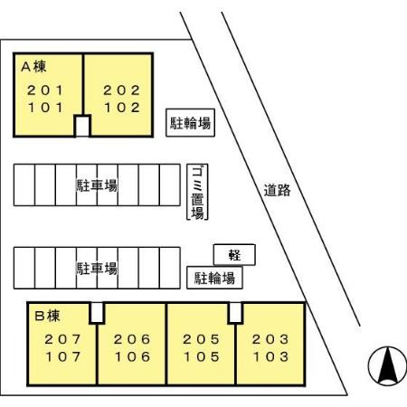 熊本市南区出仲間９丁目のアパートの区画図
