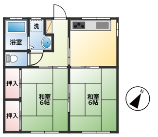 【間取り】 | 中間ビル | 2DK