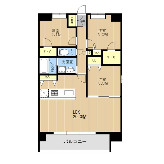 菊池郡菊陽町大字原水の賃貸マンションの間取り