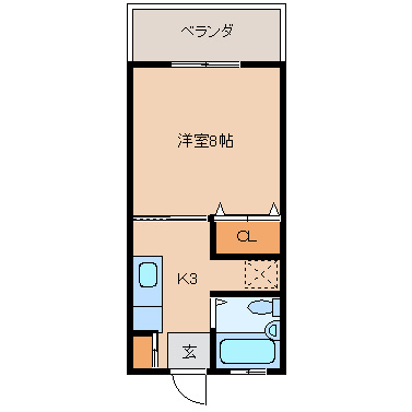 メゾンかねぐすく第2の間取り|※間取りと現況が異なる場合、現況を優先とします。
※別部屋の写真になります。