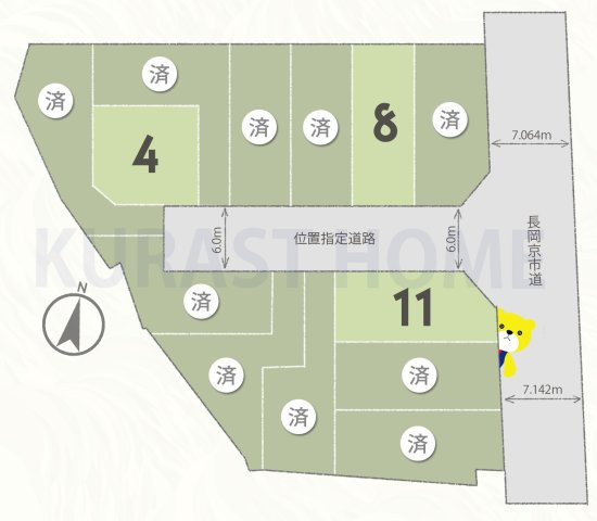 長岡京市奥海印寺大見坊　建築条件なし土地の区画図