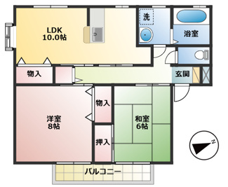【間取り】 | ウィンディア新涯A | 2LDK