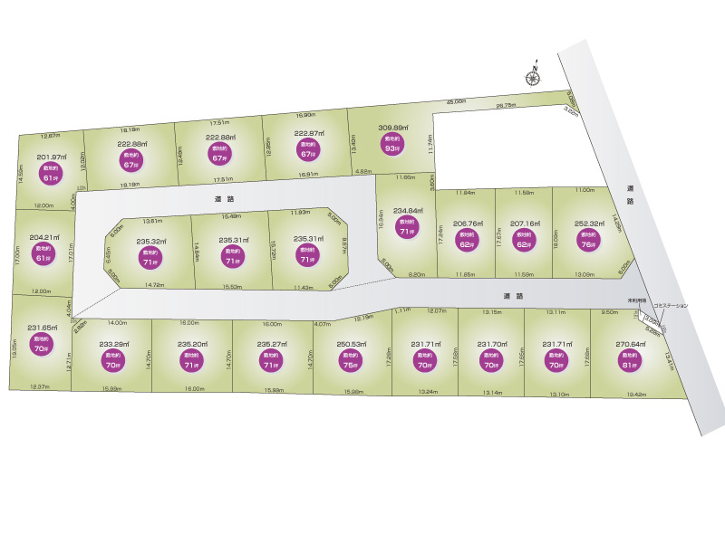 【区画図】小山市田間21号地(全22区画)■ファイブイズホーム■