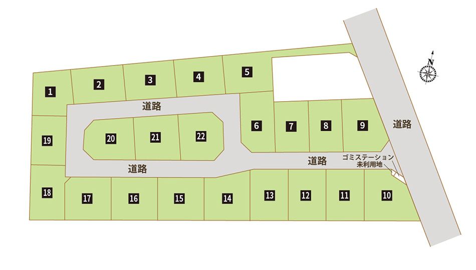 【区画図】小山市田間22号地(全22区画)■ファイブイズホーム■