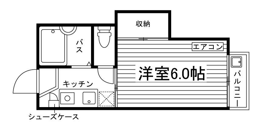 ハイツダイコクの間取り|代表的な間取りです。
※洗濯機置場（室内）106.206号室（バルコニー）101～105号室（共用廊下）201～205号室