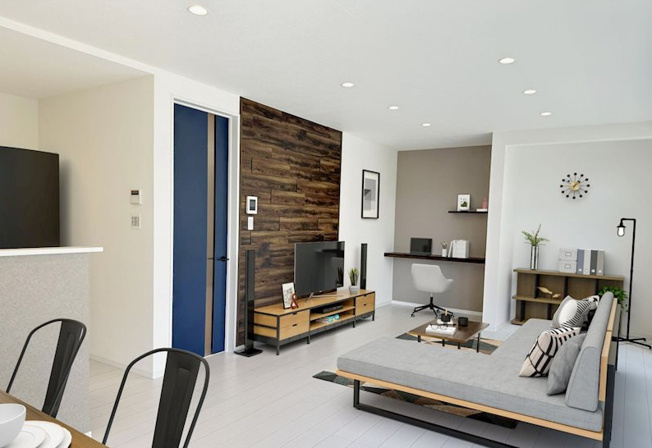 【居間・リビング】 | 熊本市東区八反田3期 | ☆実際の写真にCGで家具家電を合成したイメージ図です。（家具家電はつきません）☆