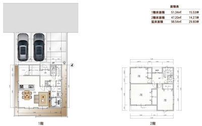 【土地図＋建物プラン例】 | 相模原市南区磯部　全5区画　条件付き売地 | 13区画土地価格：1800万円
参考プラン図