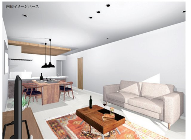 相模原市南区磯部　全5区画　条件付き売地の外観パース|建物プラン例（1号地）
建物価格1480万円、建物面積98.94㎡