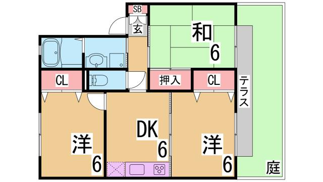 神戸市須磨区北落合４丁目のアパートの間取り