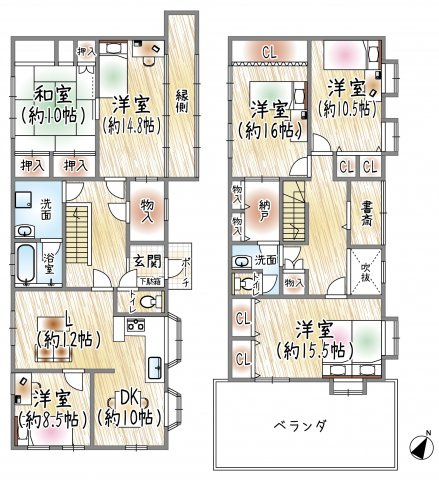 西宮市　中古戸建　宝生ケ丘1丁目の間取り|間取り