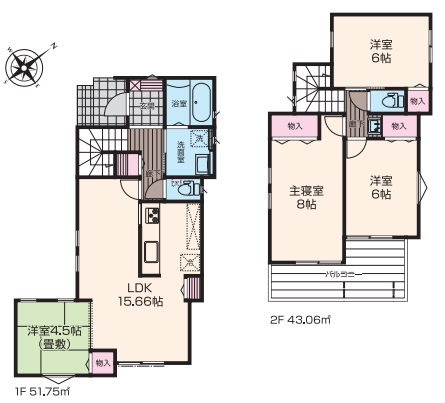 ◎茅ヶ崎市今宿　築未入居戸建　4号棟の間取り|4LDK☆