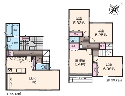 ◎茅ヶ崎市今宿　築未入居戸建　　6号棟の間取り|4LDK☆