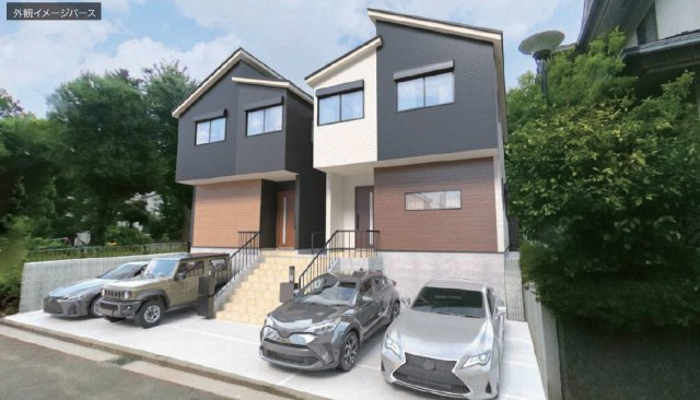 【横浜市保土ケ谷区常盤台8-12全2棟新築戸建て】★仲介手数料無料★（常盤台小学校・保土ケ谷中学校）の外観パース