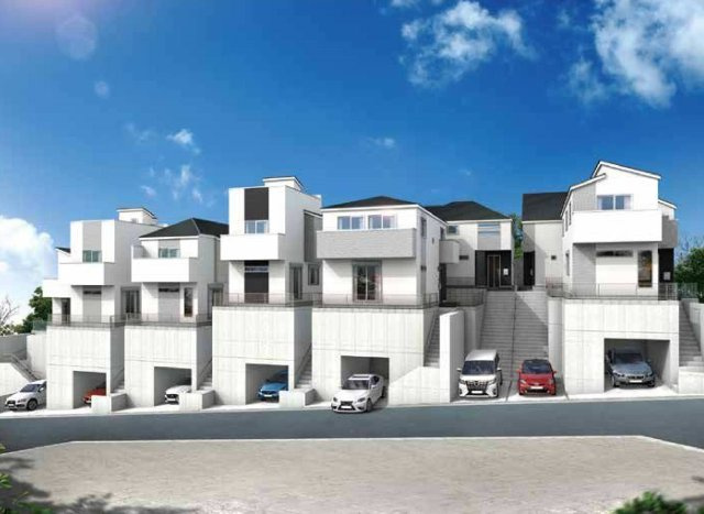 【横浜市旭区中尾2丁目85-54全8棟新築戸建て】★仲介手数料無料★（中沢小学校・旭中学校）の外観パース