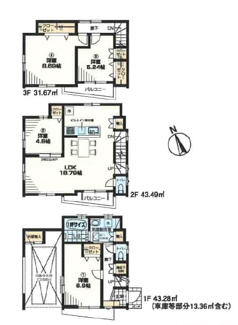 【間取り】 | 北区赤羽3丁目　新築戸建　2号棟 5680万円