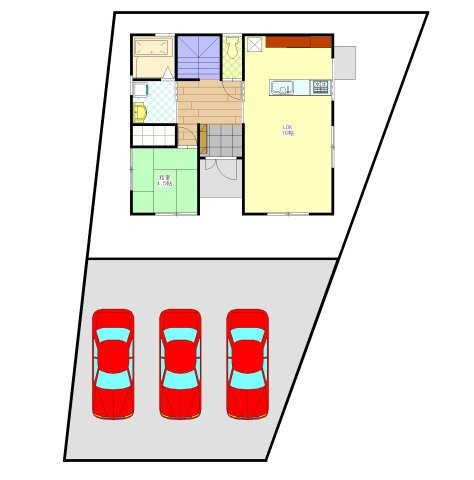 高知市瀬戸東町三丁目の区画図|敷地配置　２階建て