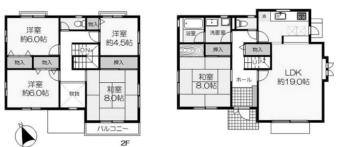 「三方角地」「大和ハウス施工」宮下3丁目 築30年の間取り
