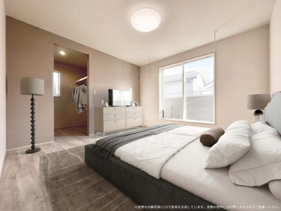 【寝室】 | 【主寝室　CG家具設置イメージ】
※画像に含まれる家具家電はCGで作成したイメージです。実際の物件には付帯しません。