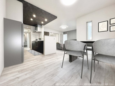 【居間・リビング】 | 【LDK　CG家具設置イメージ】
※画像に含まれる家具家電はCGで作成したイメージです。実際の物件には付帯しません。