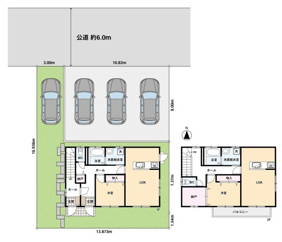 土地面積：235.49㎡　建物面積：114㎡
前面道路　6ｍ　公道