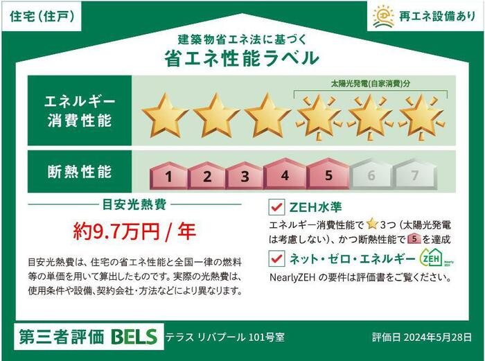 テラス　リバプールの省エネ性能ラベル