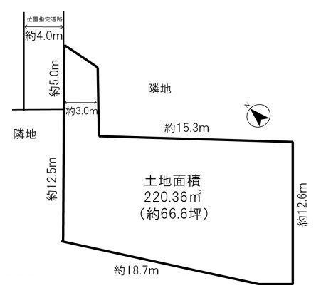 東松山町幸町　建築条件なし売地　「東松山駅」徒歩8分　敷地66坪の土地図