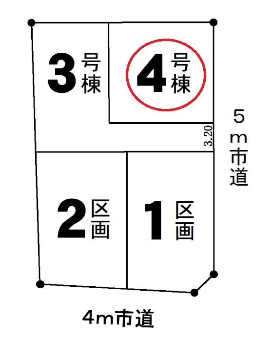 入間市上藤沢・全4棟　新築未入居一戸建　4号棟　の区画図|【全4棟・4号棟】カースペース2台分。