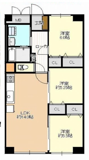 【間取り】 | シャルム明石　3階 | 3LDKです。
