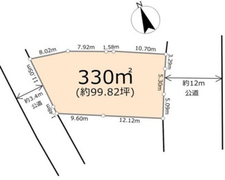 【土地図】 | 東松山市松山町2丁目　建築条件なし売地　「森林公園駅」徒歩12分　敷地99坪　【松山第一小学区】