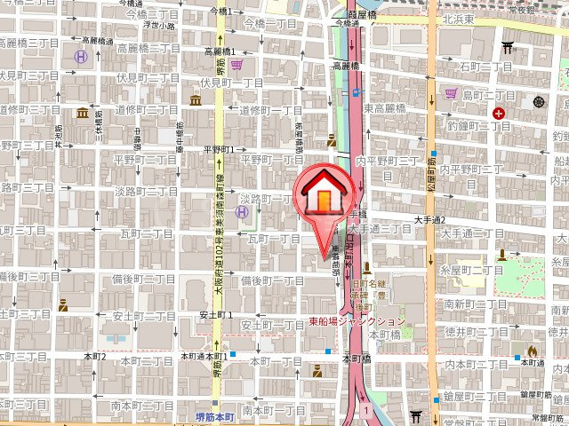 ブランズタワー大阪備後町の地図