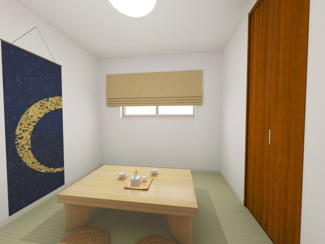 奈良市北登美ヶ丘６丁目の新築一戸建 全９区画の和室|７号地和室完成イメージ／ＬＤＫと続き間の和室はくつろぎの空間です♪