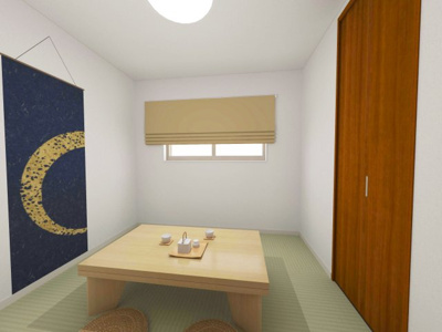 【和室】 | 奈良市北登美ヶ丘６丁目の新築一戸建 全９区画 | ７号地和室完成イメージ／ＬＤＫと続き間の和室はくつろぎの空間です♪