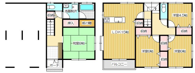 前橋市箱田町の中古一戸建の間取り|2階にLDKを配した間取り