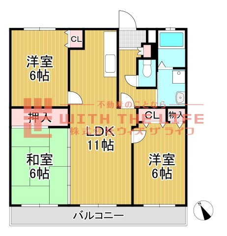 タモンズハートビレッジB棟【キャッシュバック対象物件】の間取り