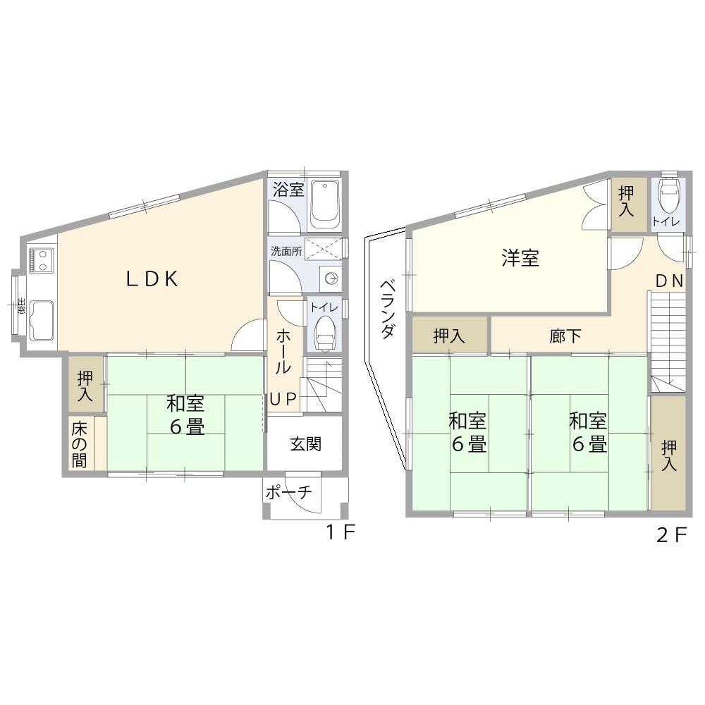 室内リフォ歴有　室内綺麗　大久保町大窪　中古戸建の間取り