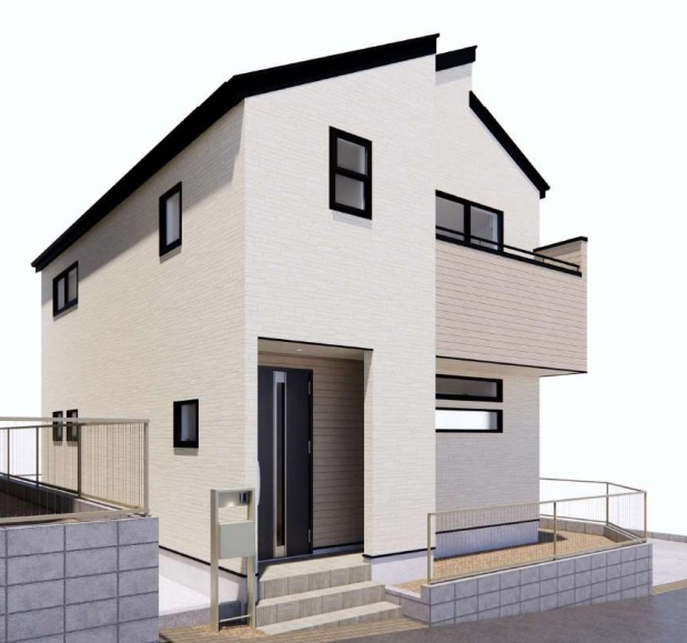 あきる野山田第2期　新築　２号棟／全2棟の外観パース|本パースはイメージ図につき、風景、建物、植栽などについては施工後の現物との差異が生じます。