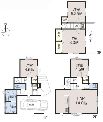 東大和市奈良橋６丁目の中古一戸建の間取り