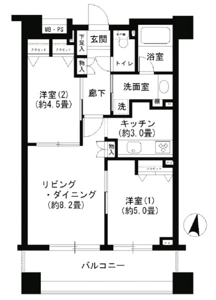 クリオ文京小石川の間取り|2LDK