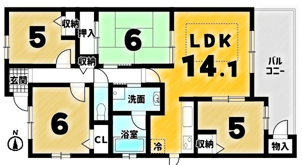 ユニ・アルス洛西プレジオ|広々４ＬＤＫ・ドドンと広ワイドなバルコニーが嬉しい♪東向きバルコニーなので比較的日当たりも良好です！